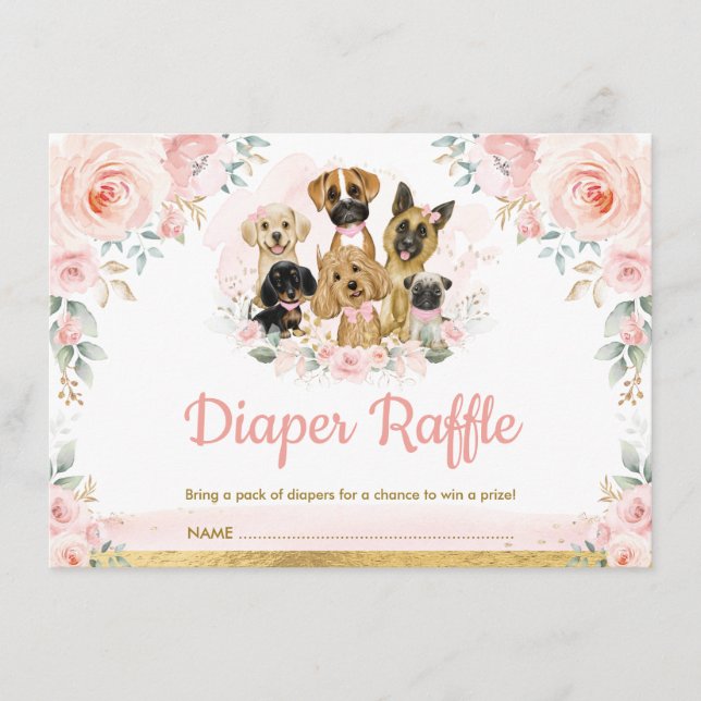 Carte D'accompagnement Chiens de chiot roux Baby Girl Douche Déchets Raff (Devant)