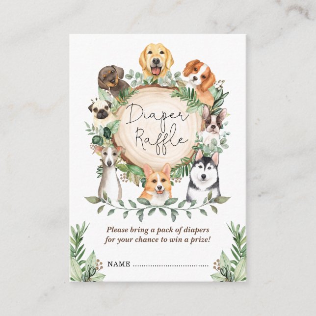 Carte D'accompagnement Chiens mignons Poireaux Raffle Verdure Baby shower (Devant)