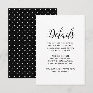 Carte D'accompagnement Chiffre noir et blanc Mariage Détails sur l'invité