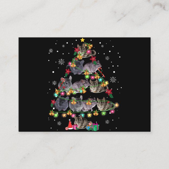 Carte D'accompagnement Chinchilla sapin de Noël drôles rongeurs amoureux  (Devant)