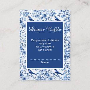Carte D'accompagnement Chinoiserie Baby shower des oiseaux et fleurs bleu