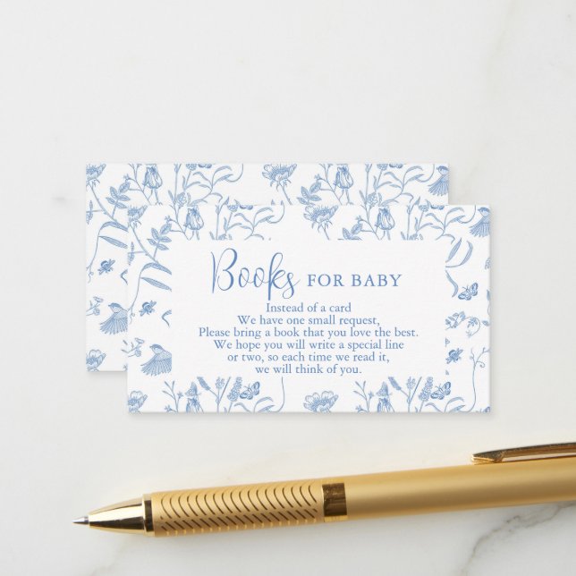 Carte D'accompagnement Chinoiserie Baby shower Livres pour bébé (Devant/Arrière en situation)