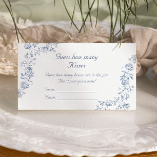 Carte D'accompagnement Chinoiserie Blue Floral Devine combien de baisers