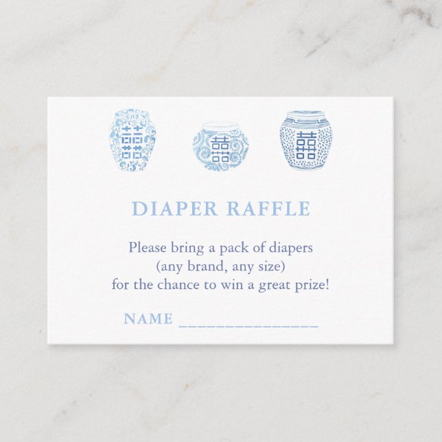 Carte D'accompagnement Chinoiserie Chic Diaper Baby shower Raffle (Devant)