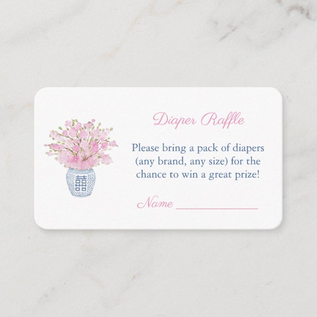 Carte D'accompagnement Chinoiserie Classique Bébé Fille Douche Déchets Ra (Devant)