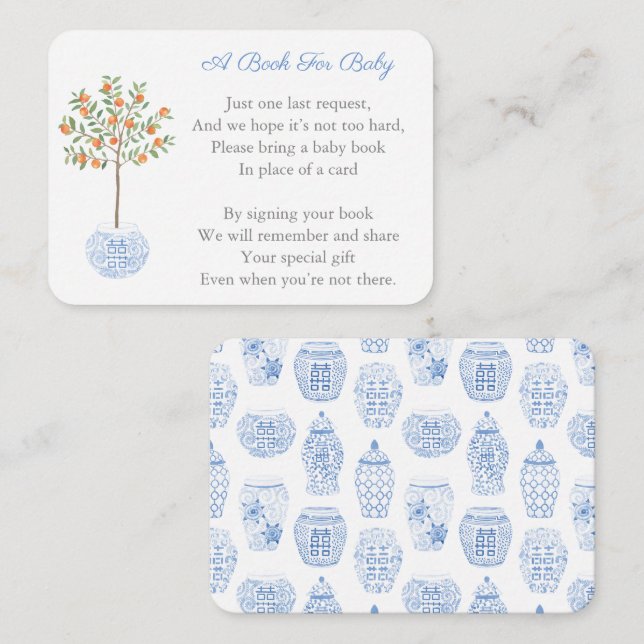 Carte D'accompagnement Chinoiserie Orange Tree Apporte Un Baby shower De  (Devant / Derrière)