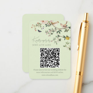 Carte D'accompagnement Chinoiserie Wedding Website RSVP QR Code