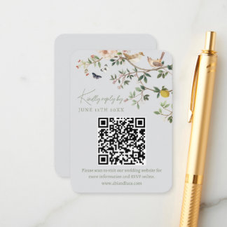 Carte D'accompagnement Chinoiserie Wedding Website RSVP QR Code