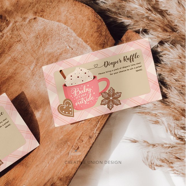 Carte D'accompagnement Chocolat chaud Hiver Baby Girl Diaper Raffle (Créateur téléchargé)