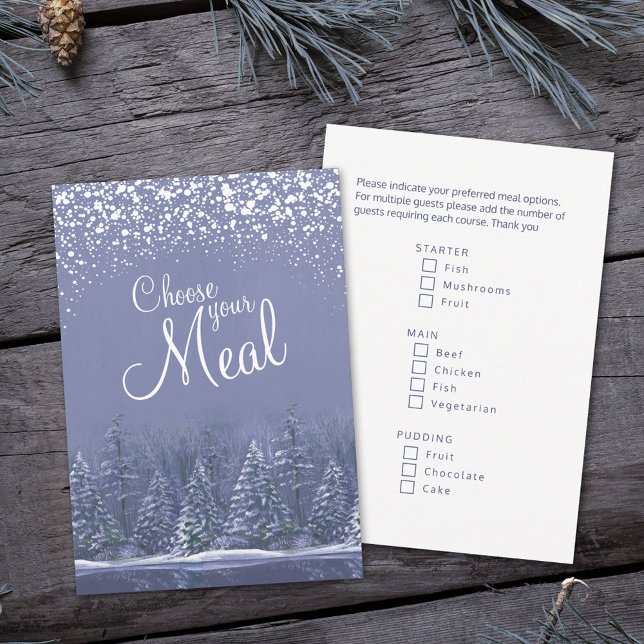 Carte D'accompagnement Choisissez votre repas Noël au bord du lac arbres  (Créateur téléchargé)