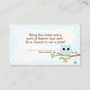 Carte D'accompagnement Chouette bleu Baby shower Déchets Billet raffle