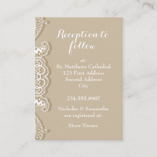 Carte D'accompagnement Christian Vintage classique dentelle blanche Taupe
