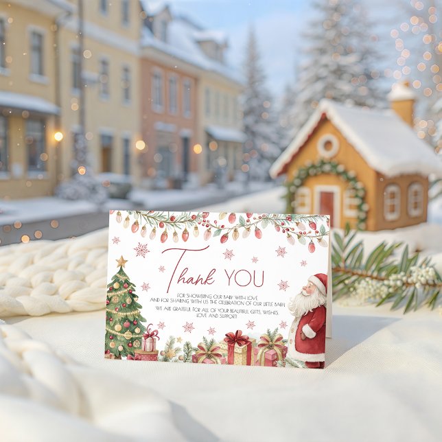 Carte D'accompagnement Christmas Baby Shower Thank You Card (Créateur téléchargé)
