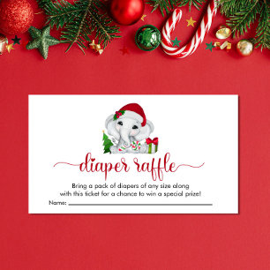 Carte D'accompagnement Christmas Elephant Baby Girl Douche Déchets Raffle