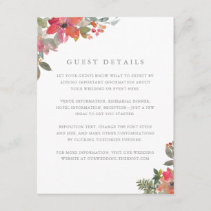Carte D'accompagnement Christmas Poinsettia Floral Mariage Détails de l'i