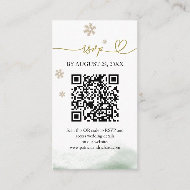 Carte D'accompagnement Christmas Wedding QR RSVP (Devant)