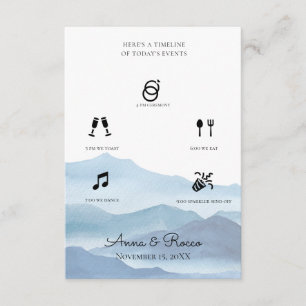 Carte D'accompagnement Chronologie du Mariage d'aquarelle bleu moderne