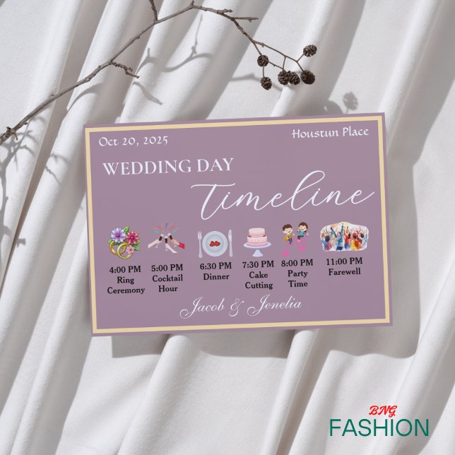 Carte D'accompagnement Chronologie minimaliste Mariage classique (#ordernow)