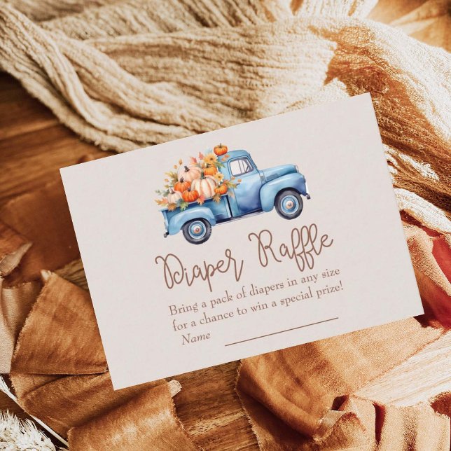 Carte D'accompagnement Chute Baby shower Citrouille  Truck Diaper Raffle (Créateur téléchargé)