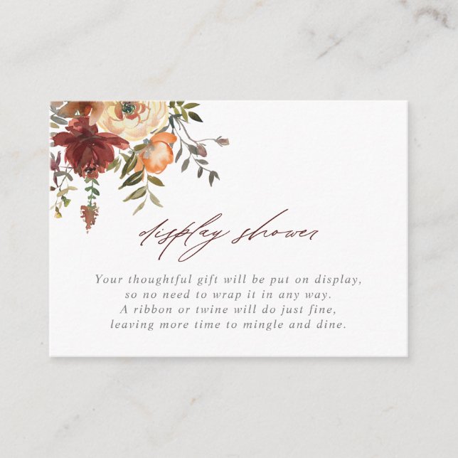 Carte D'accompagnement Chute Burgundy & Orange Floral Shoot (Devant)