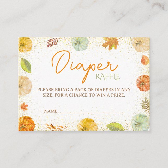 Carte D'accompagnement Chute Citrouille Baby shower Déchets Raffle (Devant)
