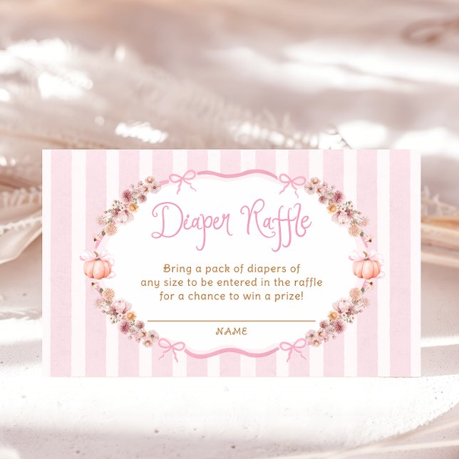 Carte D'accompagnement Chute Citrouille Pink Floral Diaper Billets Raffle (Créateur téléchargé)