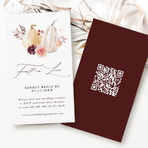 Carte D'accompagnement Chute en amour Citrouille Automne Mariage QR Code 