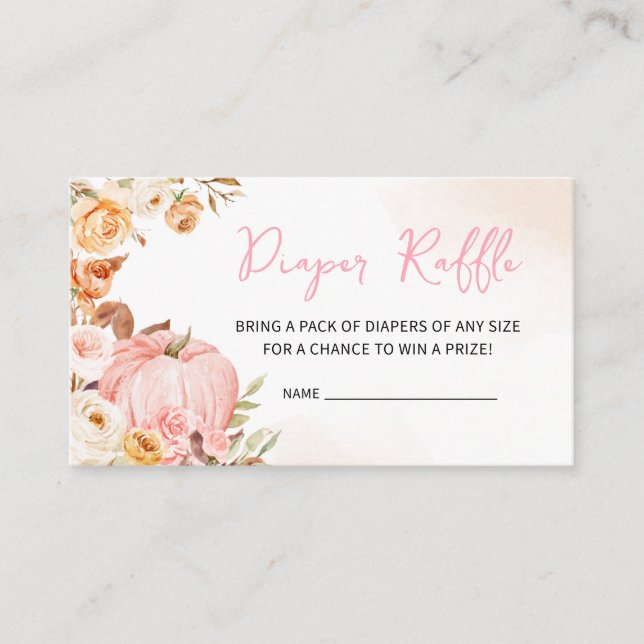 Carte D'accompagnement Chute rose Citrouille Baby shower de la chair Raff (Devant)