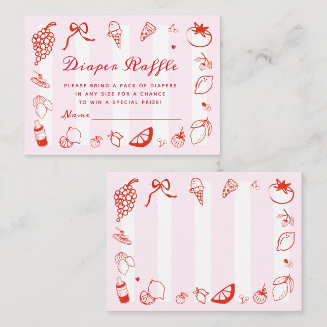 Carte D'accompagnement Ciao Baby Italien Baby shower Déchets Raffle (Devant / Derrière)