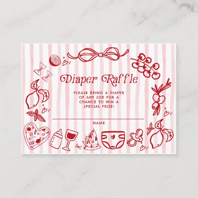 Carte D'accompagnement Ciao Baby Rouge Citron Italien Raffle de couche (Devant)