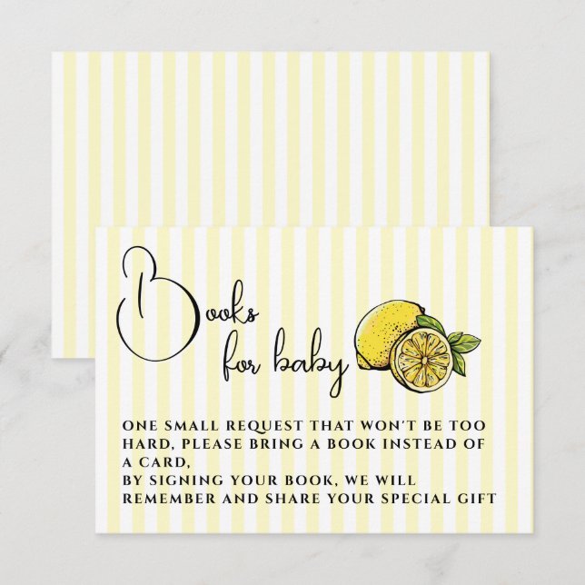 Carte D'accompagnement Ciao Bambino Baby shower citron Livres pour bébé (Devant / Derrière)