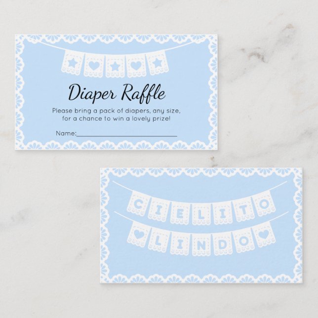 Carte D'accompagnement Cielito Lindo Blue Diaper Raffle (Devant / Derrière)