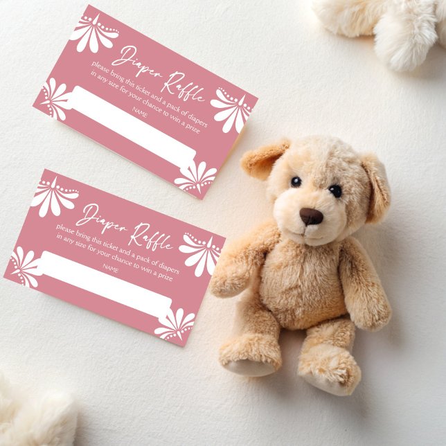 Carte D'accompagnement Cielito lindo tombole rose pâle mexicaine (Cielito lindo dusty pink Mexican fiesta papel picado baby shower diaper raffle Enclosure Card )