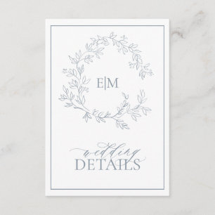 Carte D'accompagnement Cimetière bleu Dusty Monogram Détails du Mariage