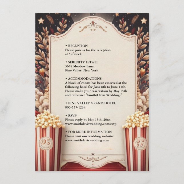 Carte D'accompagnement Cinema Retro Movie Ticket Mariage le plus populair (Devant)