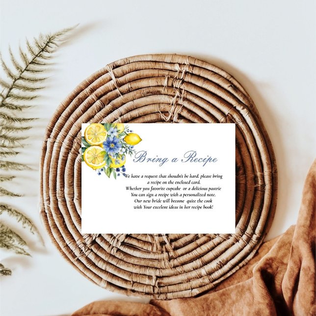 Carte D'accompagnement Citron Blue Floral Livre recette pour la mariée (Créateur téléchargé)