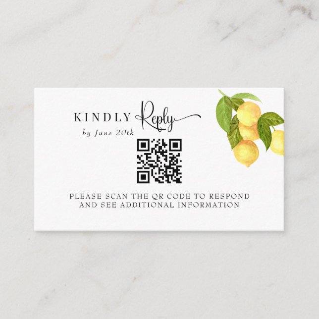 Carte D'accompagnement Citron et verdure | RSVP (Devant)
