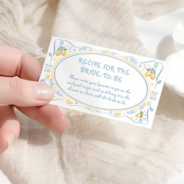 Carte D'accompagnement Citron Italien Bidal Douche Recette pour la mariée (Créateur téléchargé)