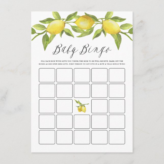 Carte D'accompagnement Citron vert Garland Baby shower Bingo (Devant)