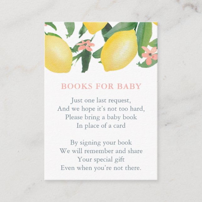 Carte D'accompagnement Citrons Baby Girl Apportez un Baby shower de livre (Devant)