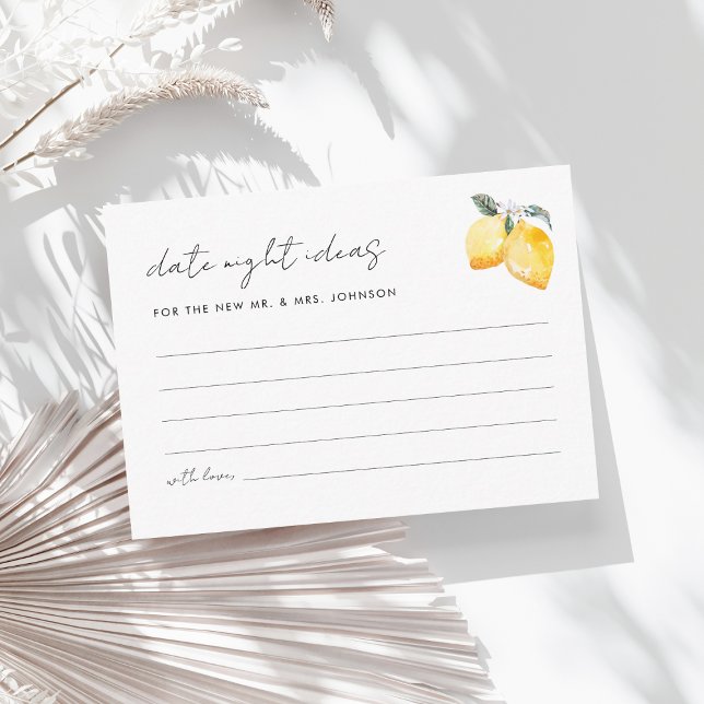 Carte D'accompagnement Citrons italiens Date Night Ideas Fête des mariées (Créateur téléchargé)