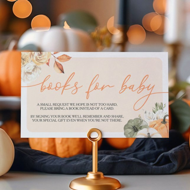 Carte D'accompagnement Citrouille Autumn Baby shower Livres Pour Bébé (Créateur téléchargé)