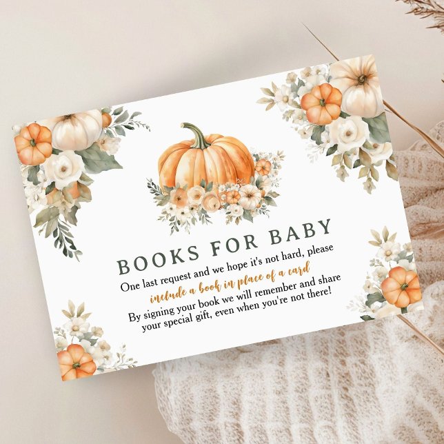 Carte D'accompagnement Citrouille Baby shower Automne Livres Pour Bébé (Créateur téléchargé)