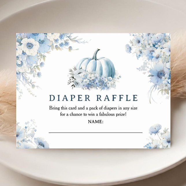 Carte D'accompagnement Citrouille Baby shower Dusty Blue Fall Diaper Raff (Créateur téléchargé)