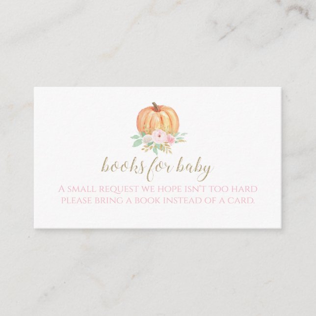Carte D'accompagnement Citrouille Baby shower Floral Plaid Livres pour bé (Devant)