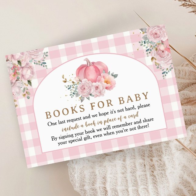 Carte D'accompagnement Citrouille Baby shower Rose Books Automne Pour Béb (Créateur téléchargé)