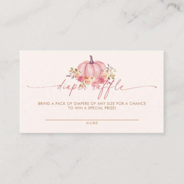 Carte D'accompagnement Citrouille Baby shower rose fille Déchets Raffle (Devant)