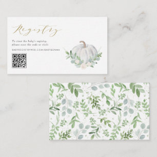 Carte D'accompagnement Citrouille blanc Baby shower de chute QR Code Regi