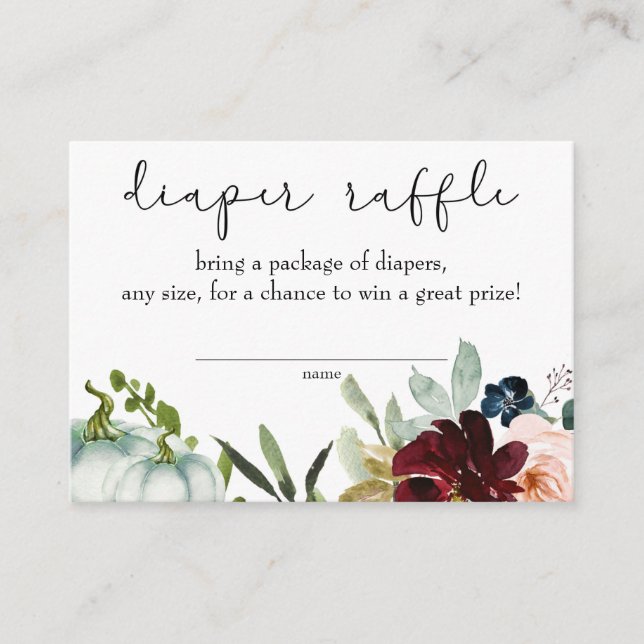 Carte D'accompagnement Citrouille Blanc Chute Dans L'Amour Déchets Raffle (Devant)