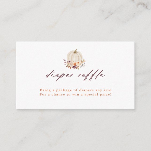 Carte D'accompagnement Citrouille blanc et fleurs violettes Raffle de cou (Devant)